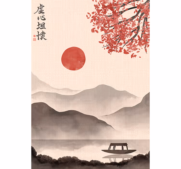Béžová fototapeta v japandi stylu - TenStickers