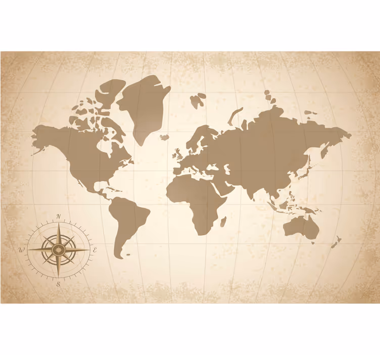 Béžová fototapeta starobylá vintage mapa světa - TenStickers