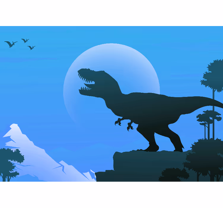 Modrá fototapeta rozzuřený t-rex řvoucí - TenStickers
