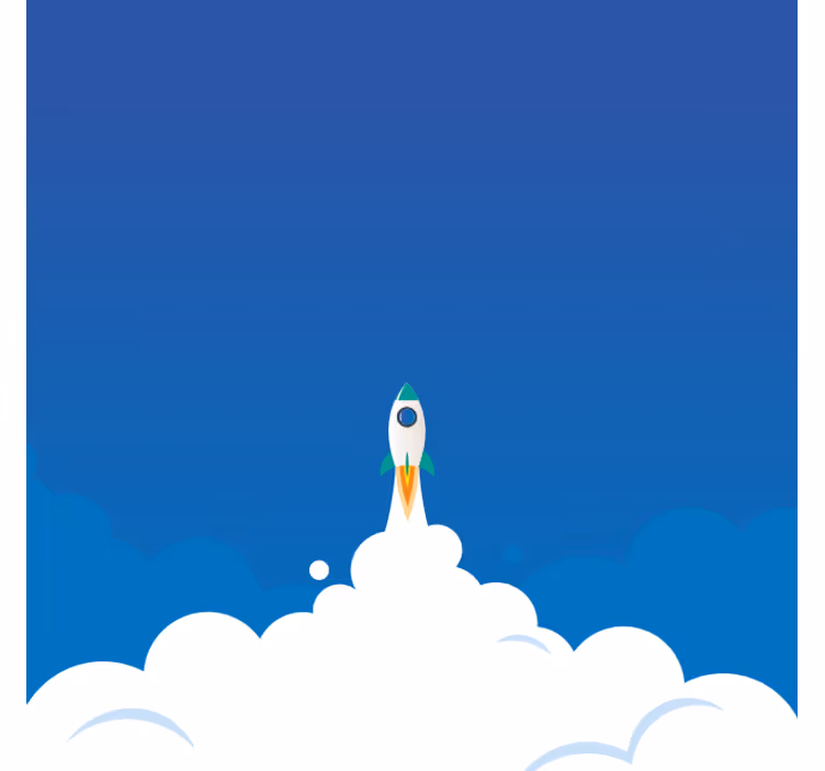 Modrá fototapeta s raketou startující do vesmíru - TenStickers