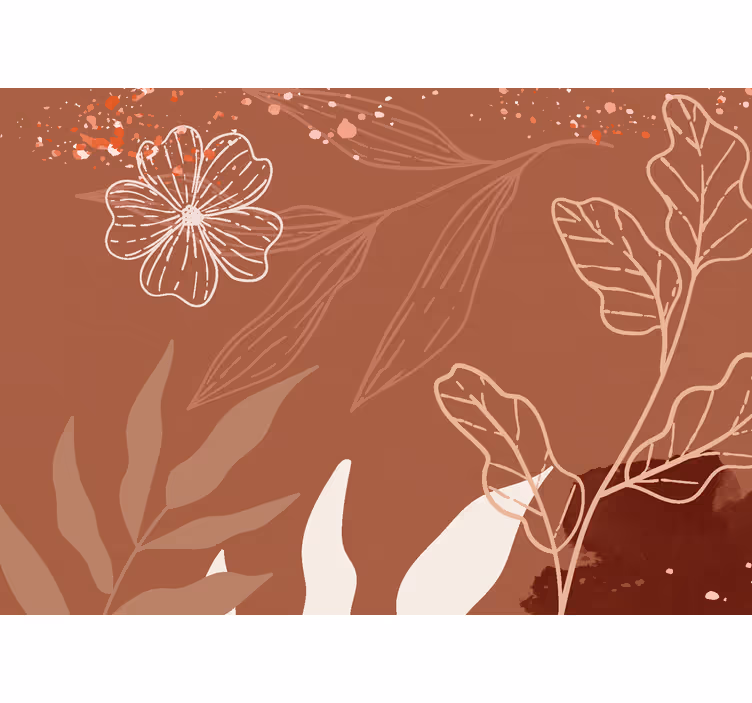 Terracotta fototapeta s minimalistickým listovým vzorem - TenStickers