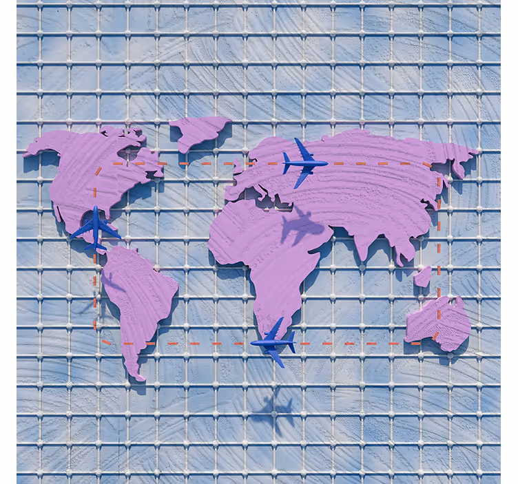 Fialová fototapeta umělecká mapa světa - TenStickers