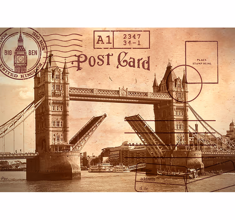 Věž most pohlednice londýn fototapeta - TenStickers