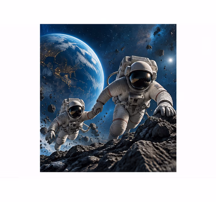 Modrá fototapeta astronauti pod tlakem - TenStickers