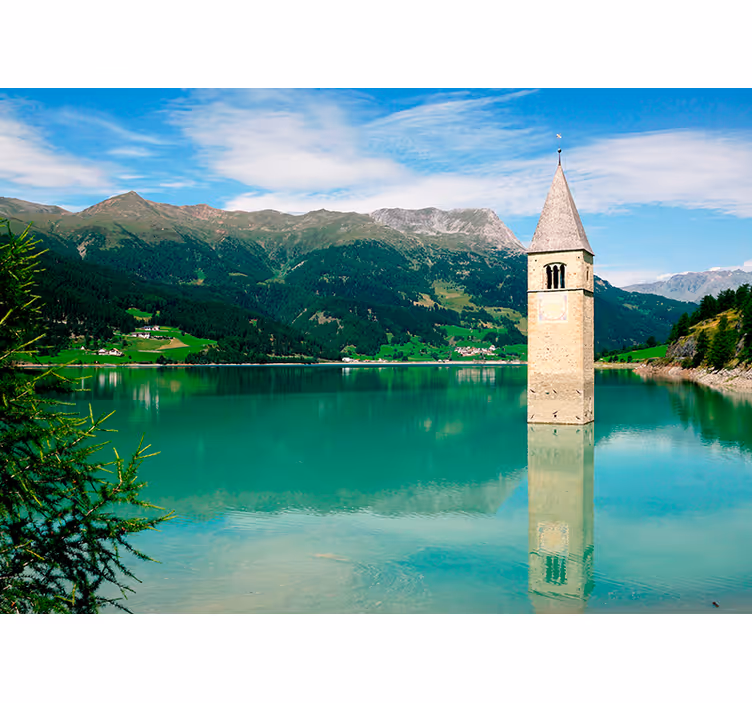 Fototapeta curon venosta krajina jezero - TenStickers