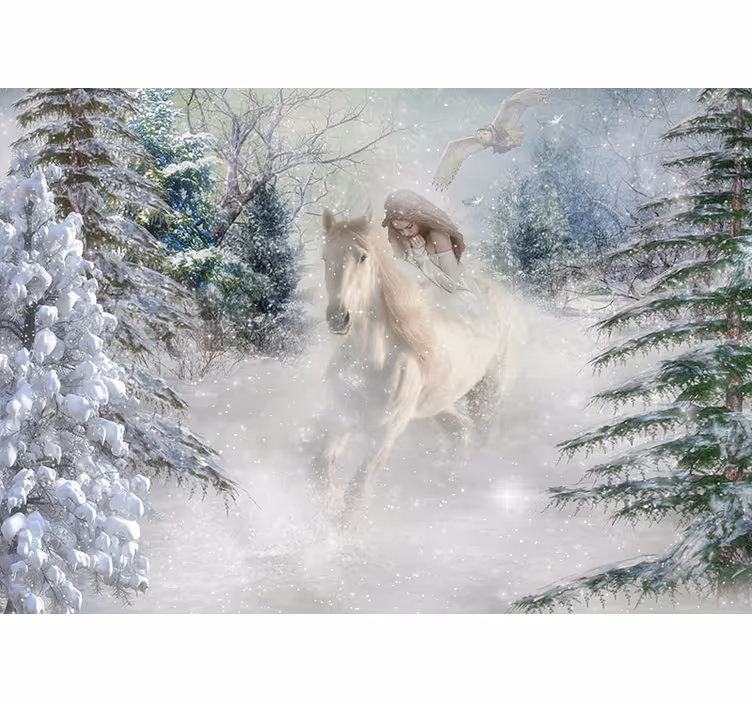 Bílý kůň fantasy fototapeta - TenStickers