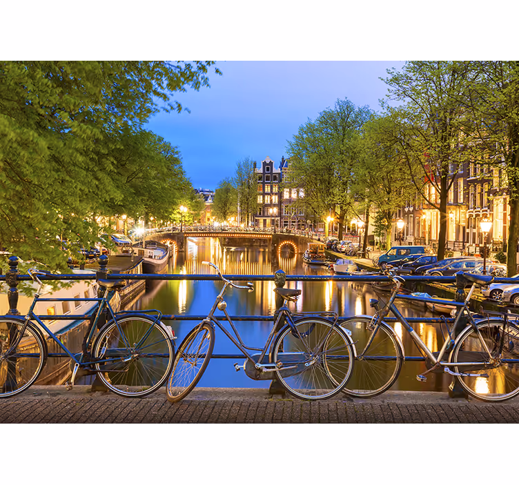 Soumrak amsterdamského kanálu Amsterdam fototapeta - TenStickers