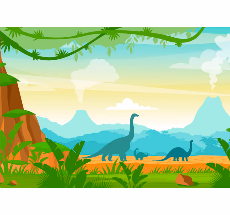 Dinosaur siluety dospívající nástěnné výjevy - TenStickers