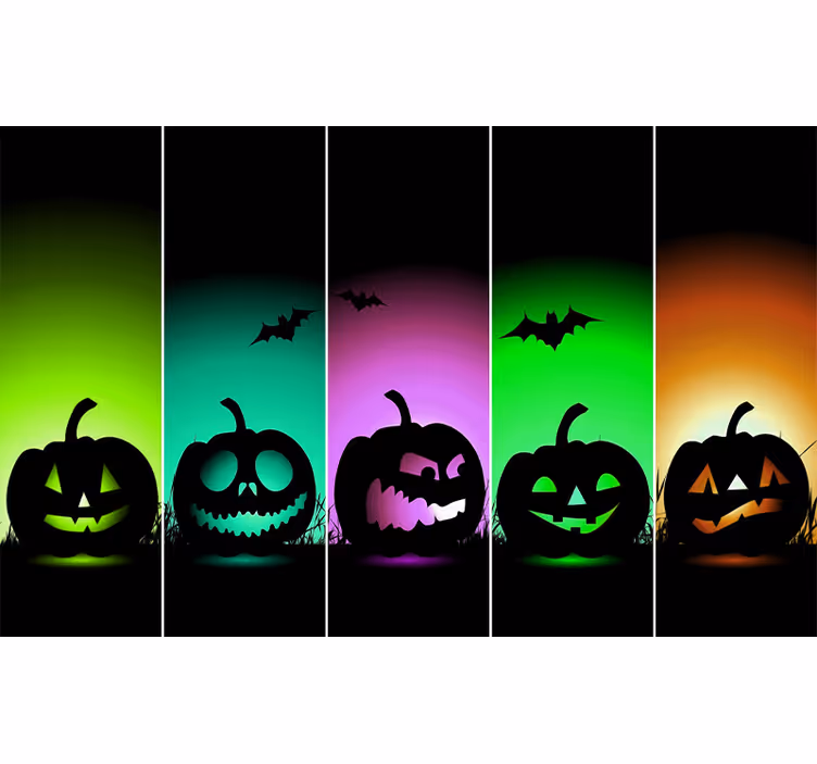 Halloweenské dýňové tváře Fototapeta předvečer všech svatých - TenStickers