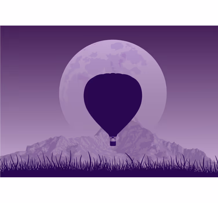 Fototapeta fialová louka a vzduchový balón - TenStickers