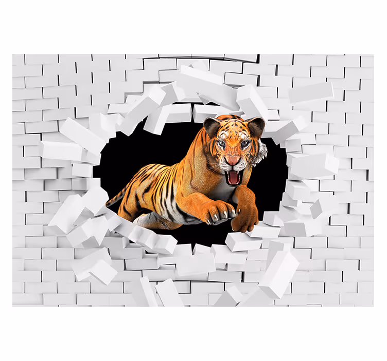 Realistický tygr 3d fototapeta - TenStickers