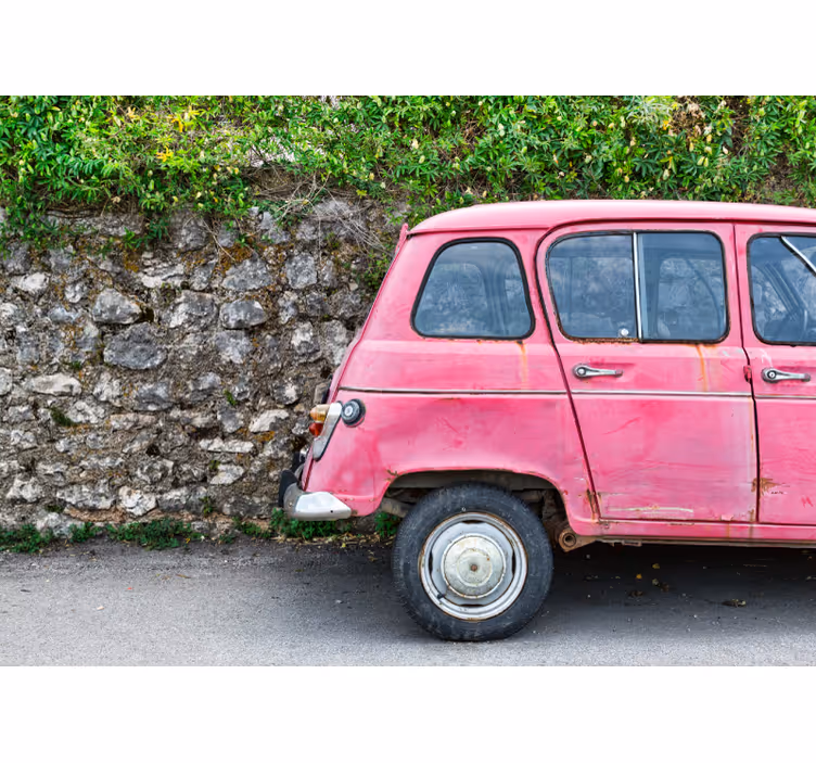 Růžové veteránské auto Fototapeta vozidel - TenStickers