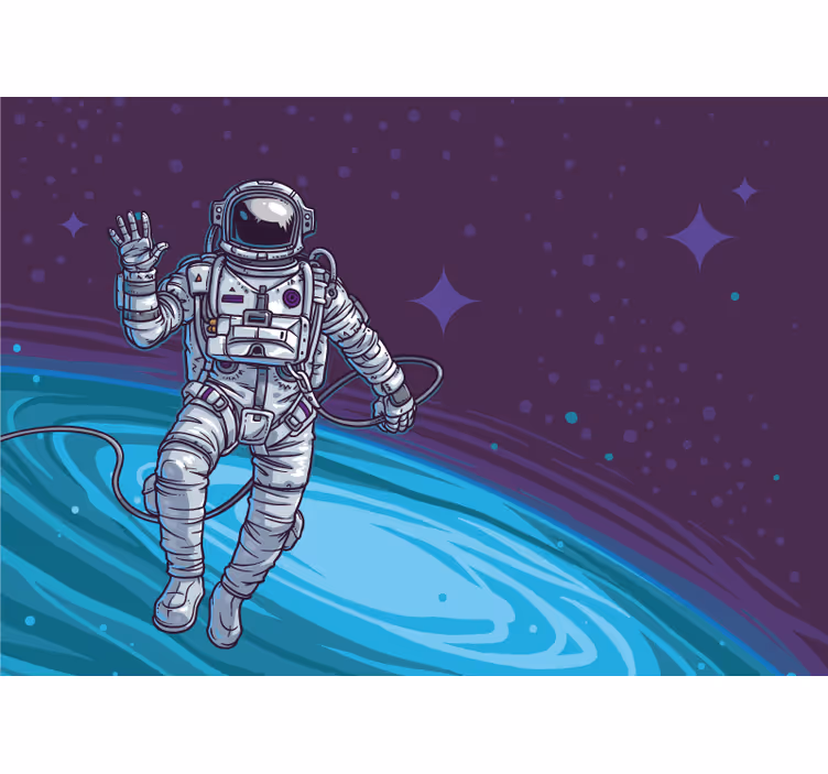 Ilustrace kosmonaut obývací pokoj fototapeta - TenStickers