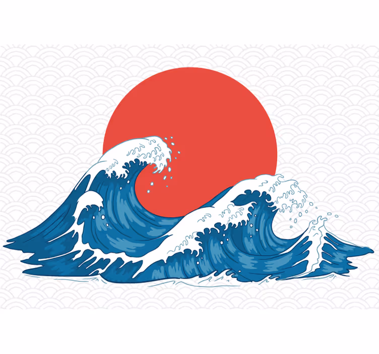 Fototapeta japonská vlna ročník mořské vody - TenStickers