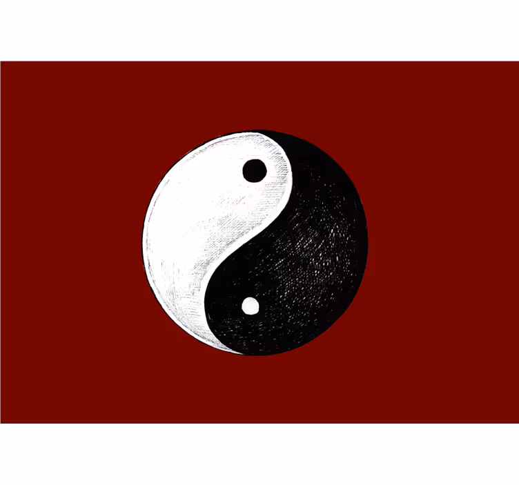 Jin jang s červeným pozadím zen fototapeta - TenStickers