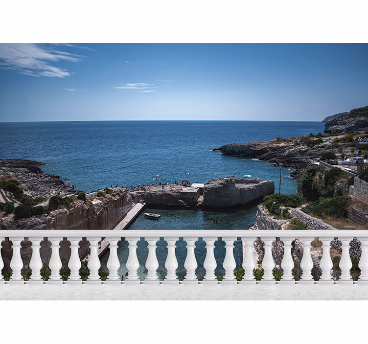 Fototapeta balkon s oceánem v obývacím pokoji - TenStickers