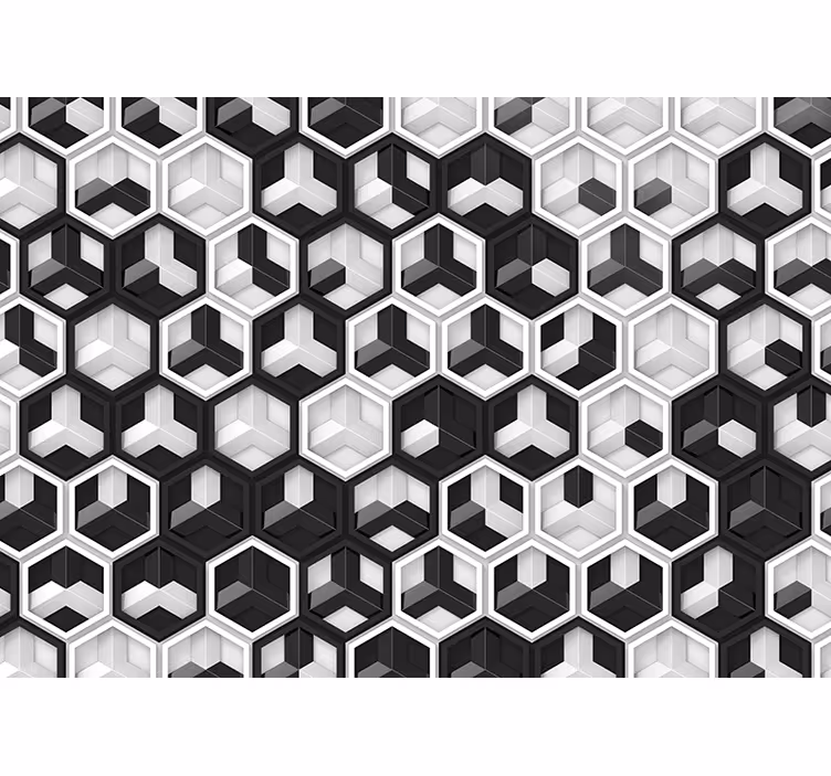 3d černá a bílá geometrie 3d fototapeta - TenStickers