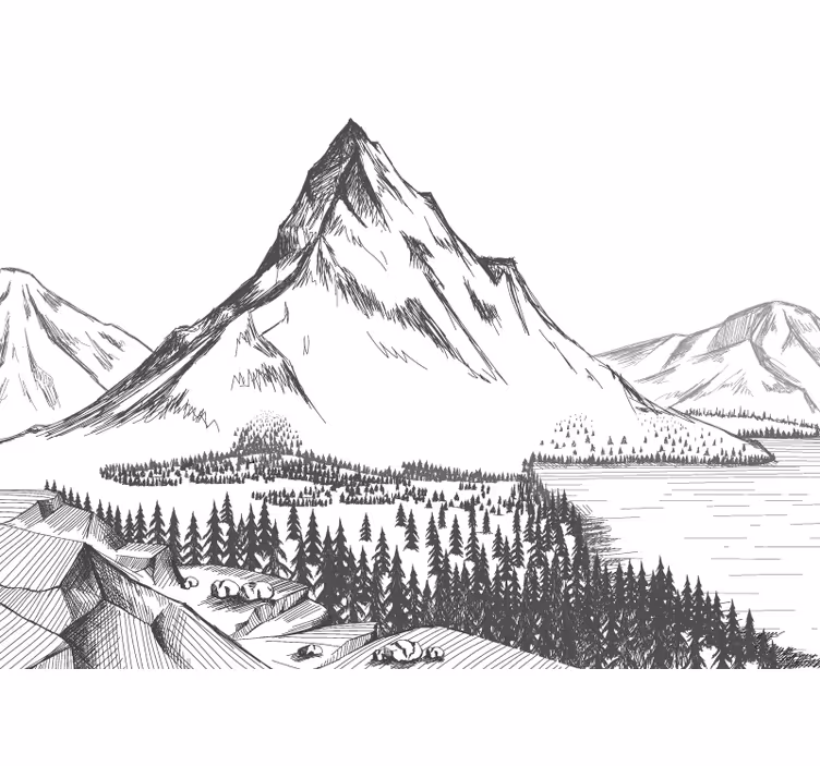 Horské vrcholy ilustrace děti fototapeta - TenStickers