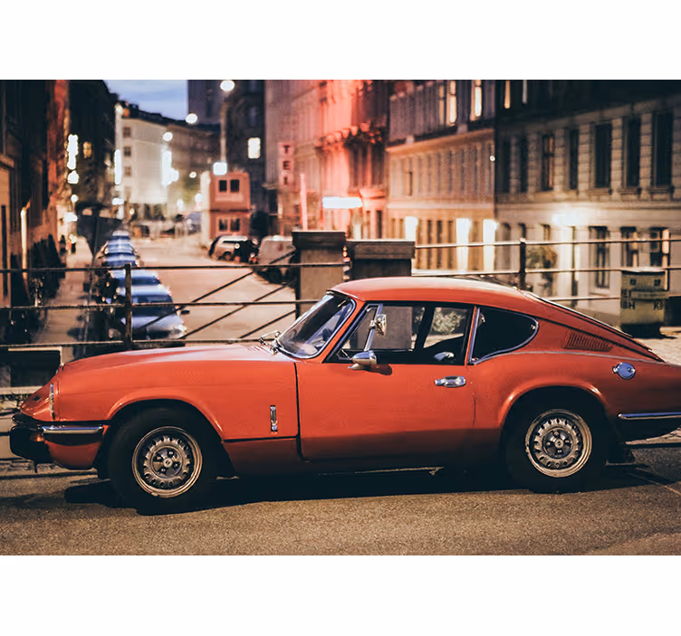 Nadčasový karmínový automobil Fototapeta vozidel - TenStickers