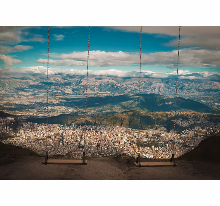Fototapeta pro město a zemi panoramatický pohled na město - TenStickers