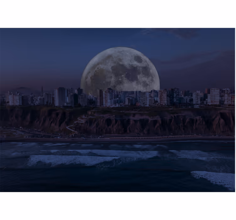 Měsícem zalité městské panorama Abstraktní fototapeta - TenStickers