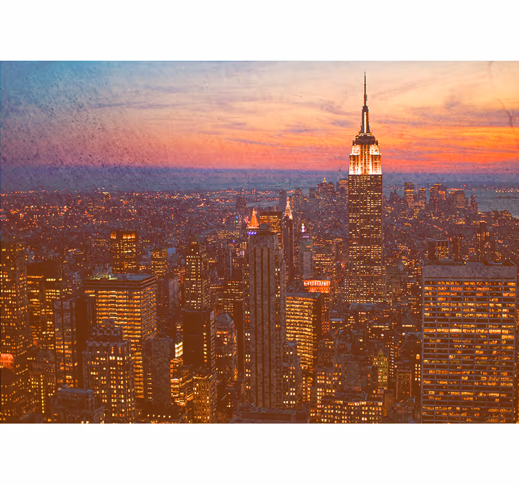 Západ slunce v empire state Fototapeta pro město a zemi - TenStickers