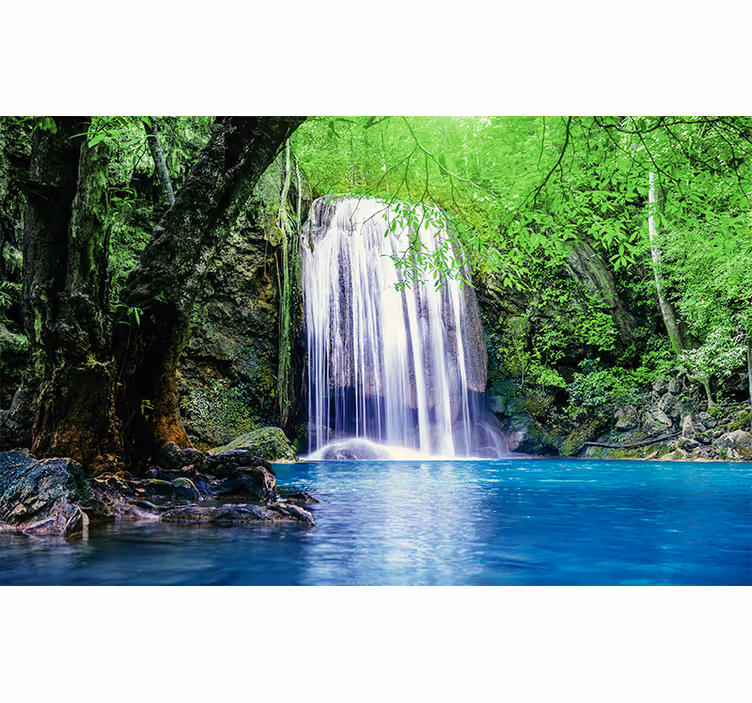 Fototapeta idylická krajina s jezerem - TenStickers
