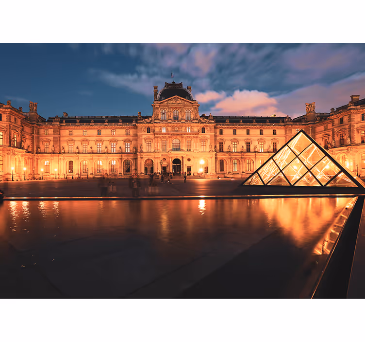 Fototapeta pro město a zemi louvre pyramidy v noci - TenStickers
