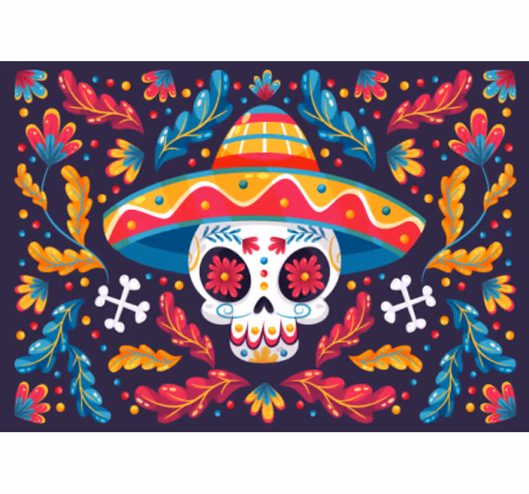 Smilling skull mexická fantasy fototapeta - TenStickers