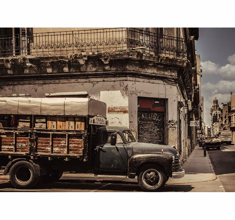 Fototapeta pro město a zemi vintage truck ulice - TenStickers