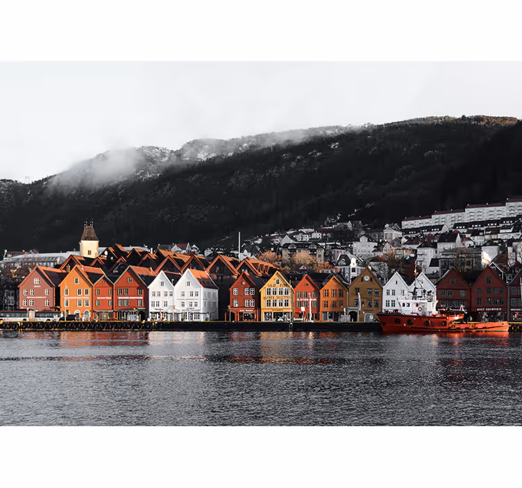 Fototapeta bergen norsko v zimě - TenStickers