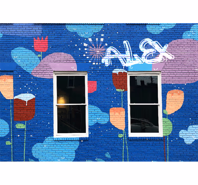 Barevné květinové prvky Graffiti fototapeta - TenStickers