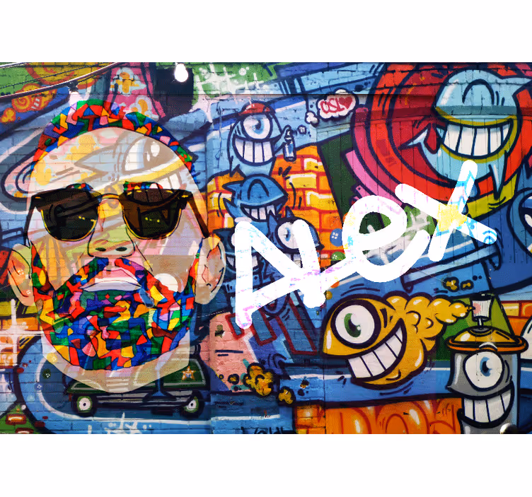 Graffiti fototapeta barevný městský portrét - TenStickers