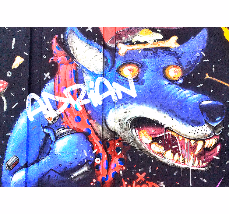 Přizpůsobitelný modrý vlk Graffiti fototapeta - TenStickers