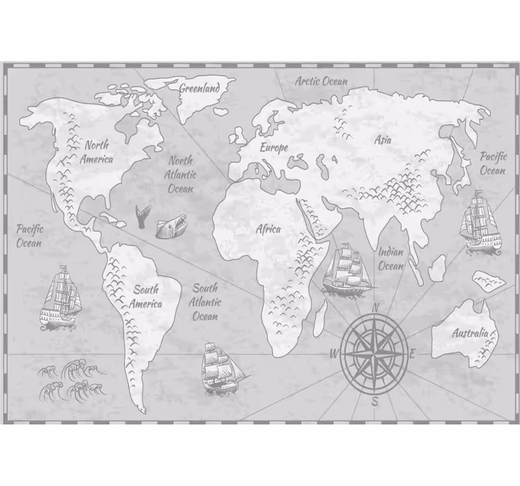 Pirátská místa pokladů nástěnná mapa světa - TenStickers