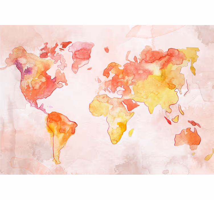Mapa světa fototapeta akvarelová globální mapa - TenStickers