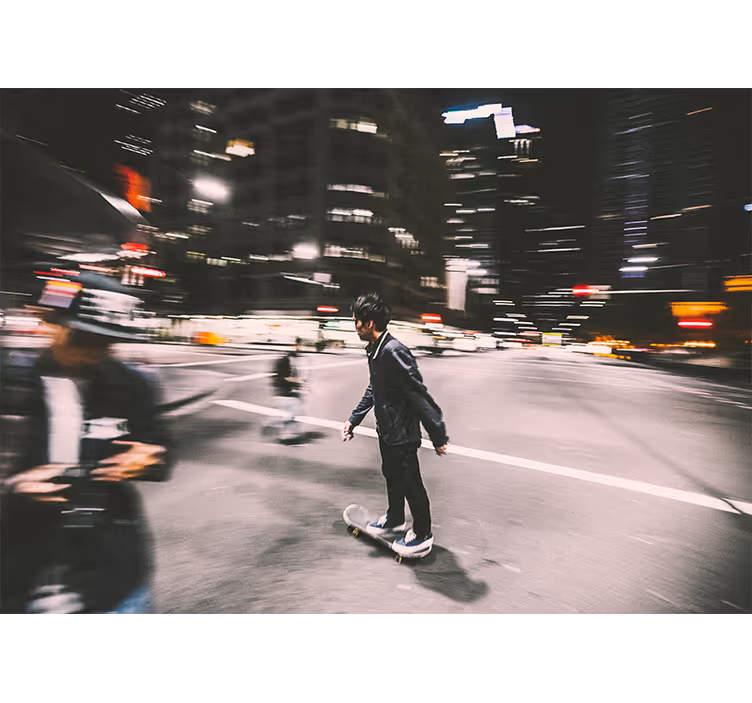 Fototapeta pro město a zemi noční skateboarding - TenStickers