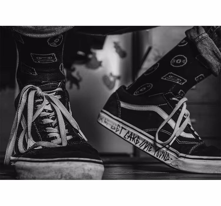 Ponožky z kazetových pásků Fototapeta hudba - TenStickers