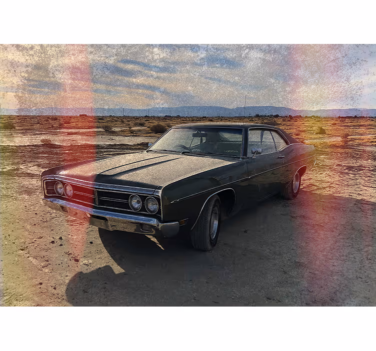 Fototapeta klasické auto v poušti - TenStickers