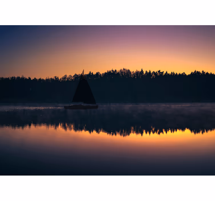 Fototapeta mazury plachetnice západ slunce jezero - TenStickers