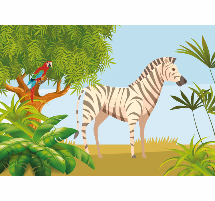 Fototapeta zvířata zebra a papoušek - TenStickers