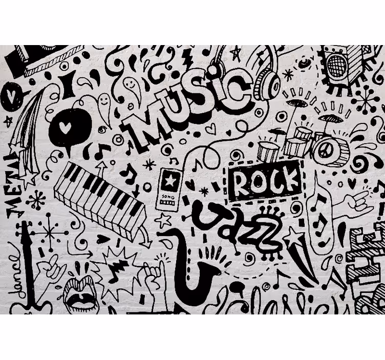 Hudba doodle noty fototapeta - TenStickers