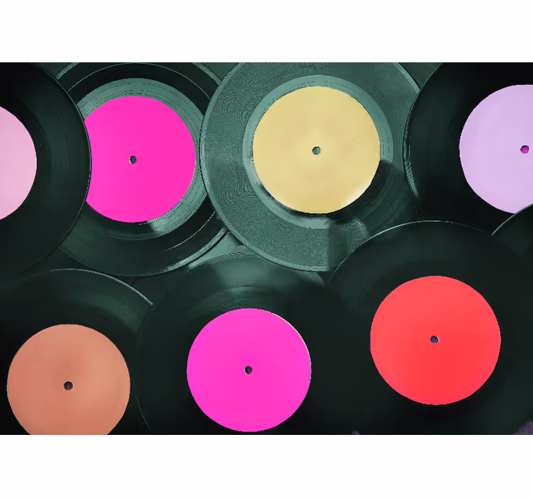 Fototapeta hudba vinylové desky shluk - TenStickers