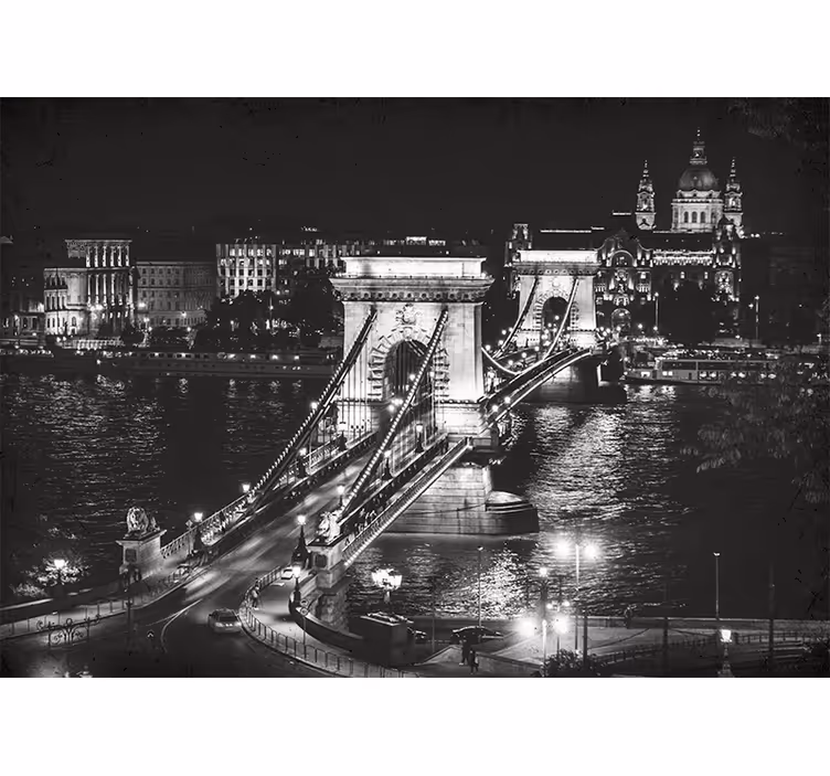 Fototapeta Řetězový most budapešť v noci - TenStickers