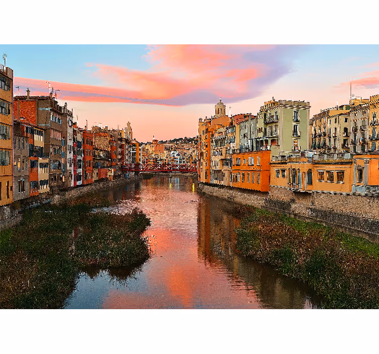 Fototapeta pro město a zemi girona řeka při západu slunce - TenStickers