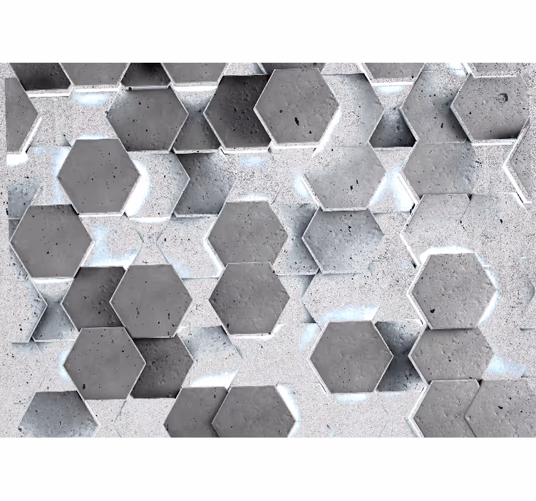 šestiúhelníky na betonové zdi 3d fototapeta - TenStickers