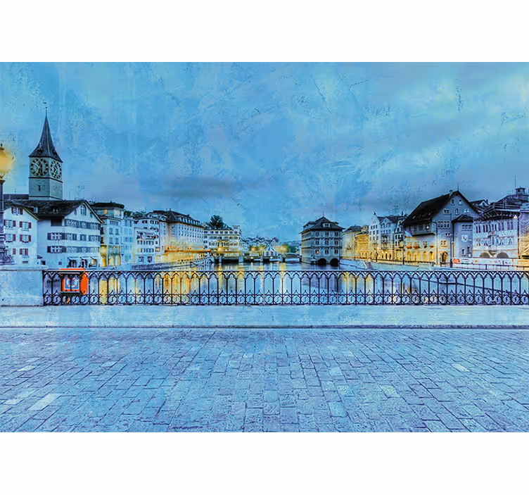 Fototapeta pro město a zemi zurich u řeky - TenStickers