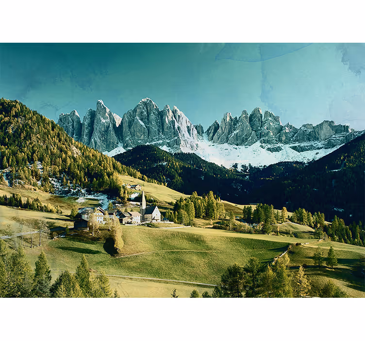 Fototapeta krajina horské vesnice - TenStickers
