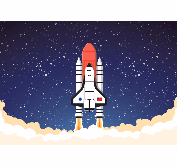 Fototapeta kreslená raketa startující do vesmíru - TenStickers