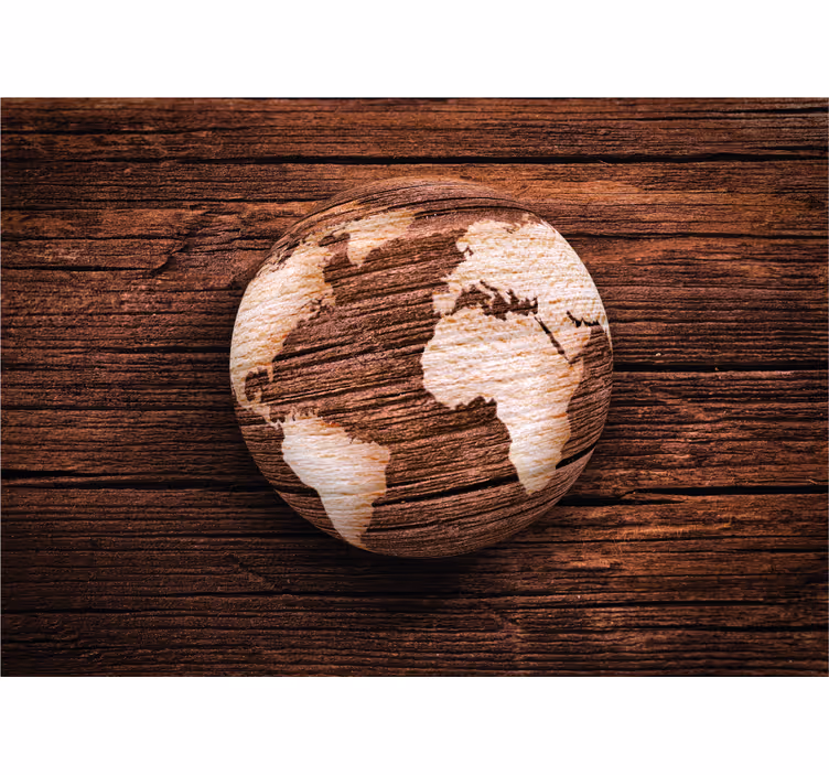 Dřevěná textura Mapa světa fototapeta - TenStickers